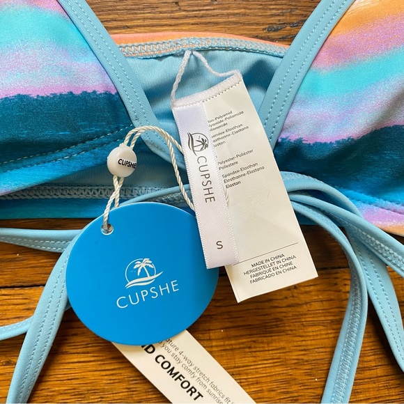 Cupshe Waterfront stripe wrap around multicolored bikini size small - Picture 12 of 14